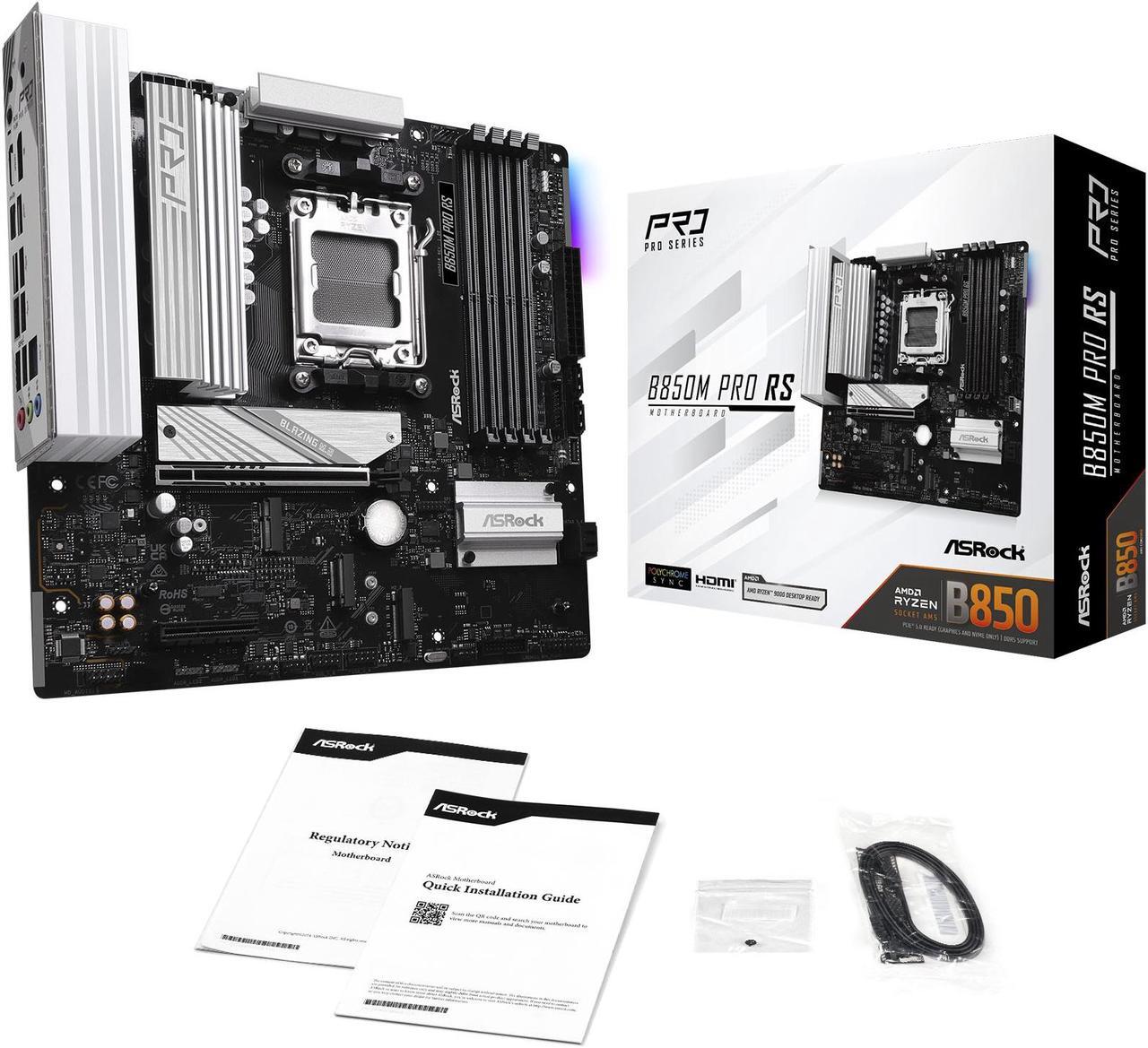 Alt view image 8 of 8 - ASRock B850M Pro RS AM5 AMD B850 Micro ATX Motherboard