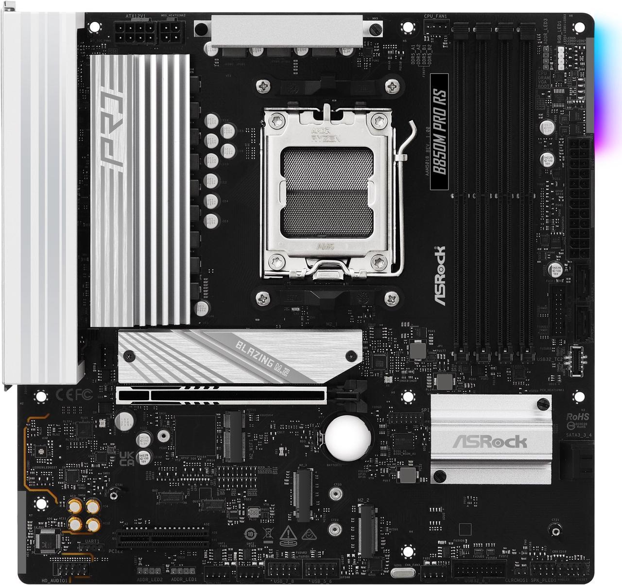 Alt view image 2 of 8 - ASRock B850M Pro RS AM5 AMD B850 Micro ATX Motherboard