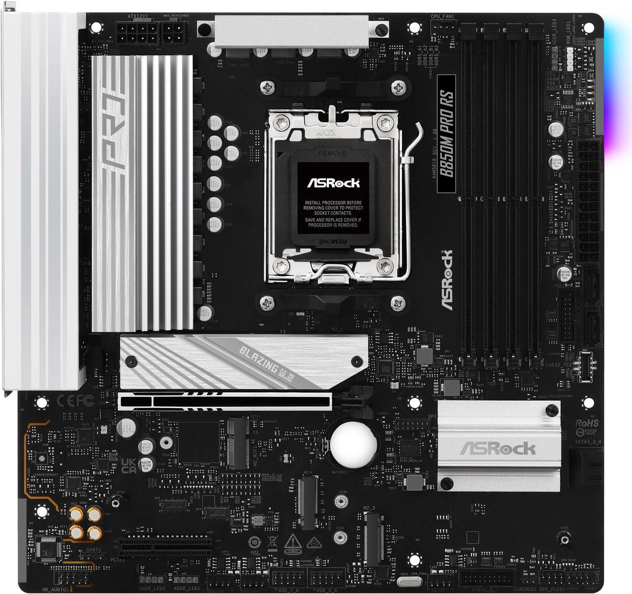 Alt view image 3 of 8 - ASRock B850M Pro RS AM5 AMD B850 Micro ATX Motherboard