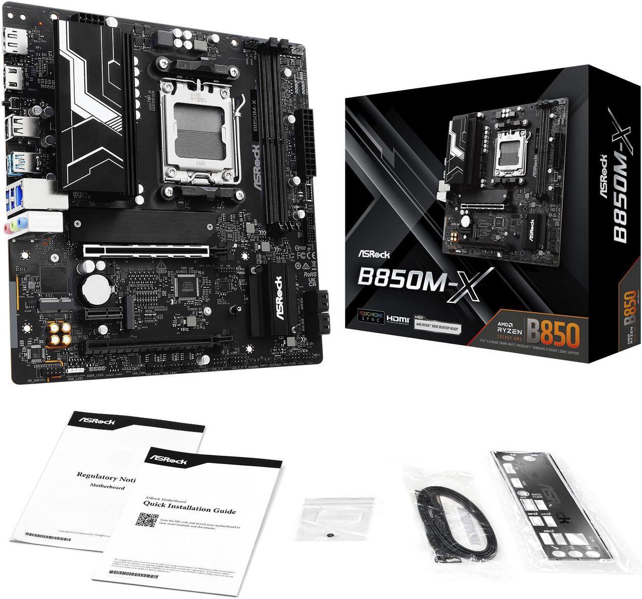 Alt view image 8 of 8 - ASRock B850M-X AM5 AMD B850 SATA 6Gb/s Micro ATX Motherboard