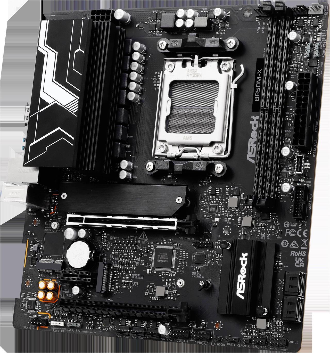 Alt view image 2 of 8 - ASRock B850M-X AM5 AMD B850 SATA 6Gb/s Micro ATX Motherboard