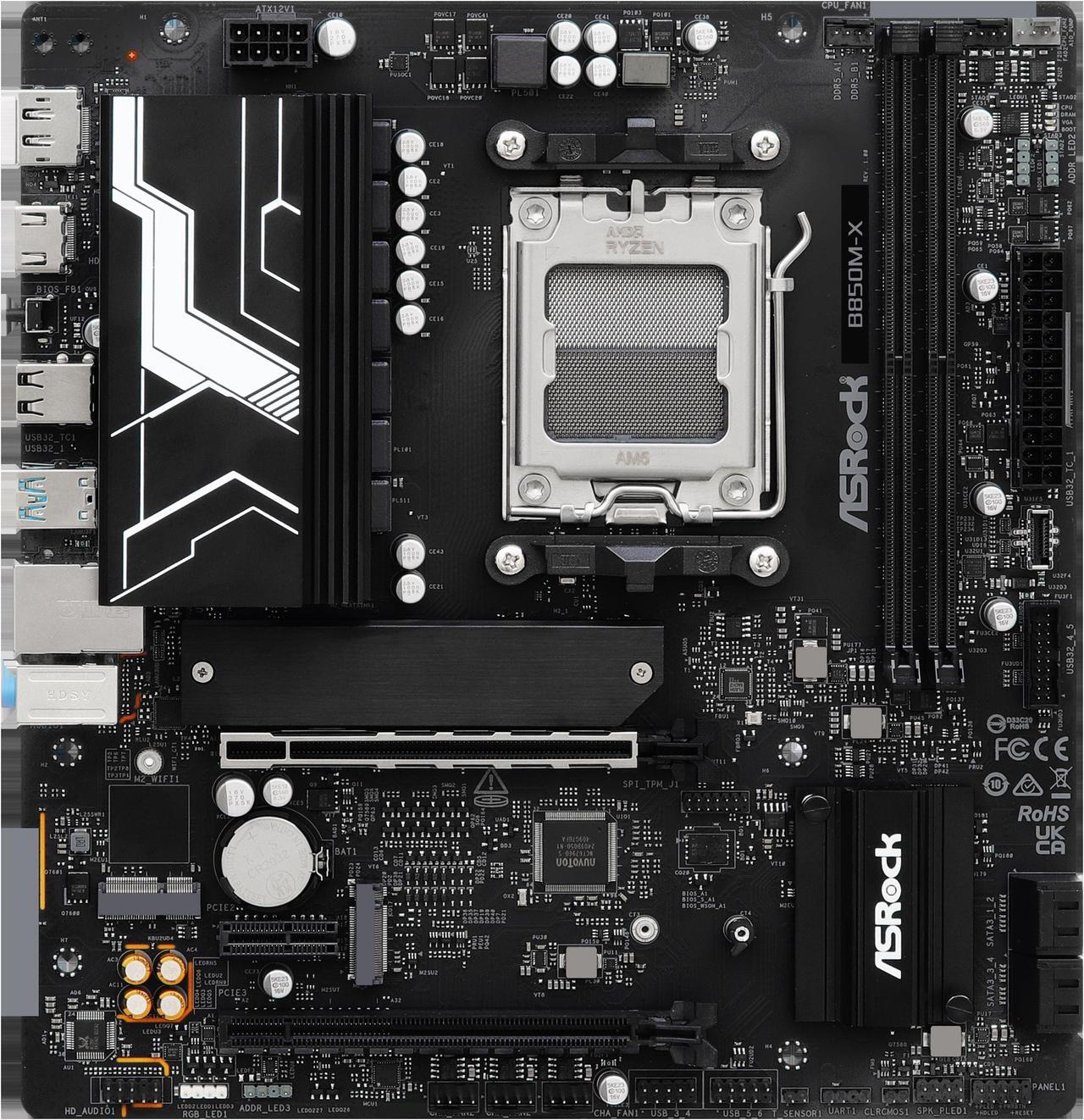 Alt view image 4 of 8 - ASRock B850M-X AM5 AMD B850 SATA 6Gb/s Micro ATX Motherboard