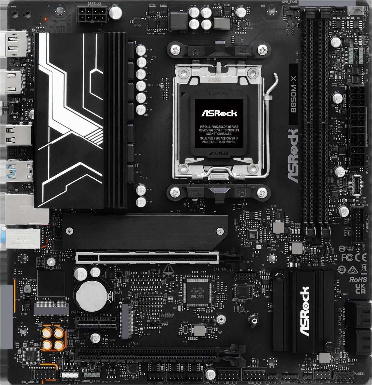 Alt view image 5 of 8 - ASRock B850M-X AM5 AMD B850 SATA 6Gb/s Micro ATX Motherboard