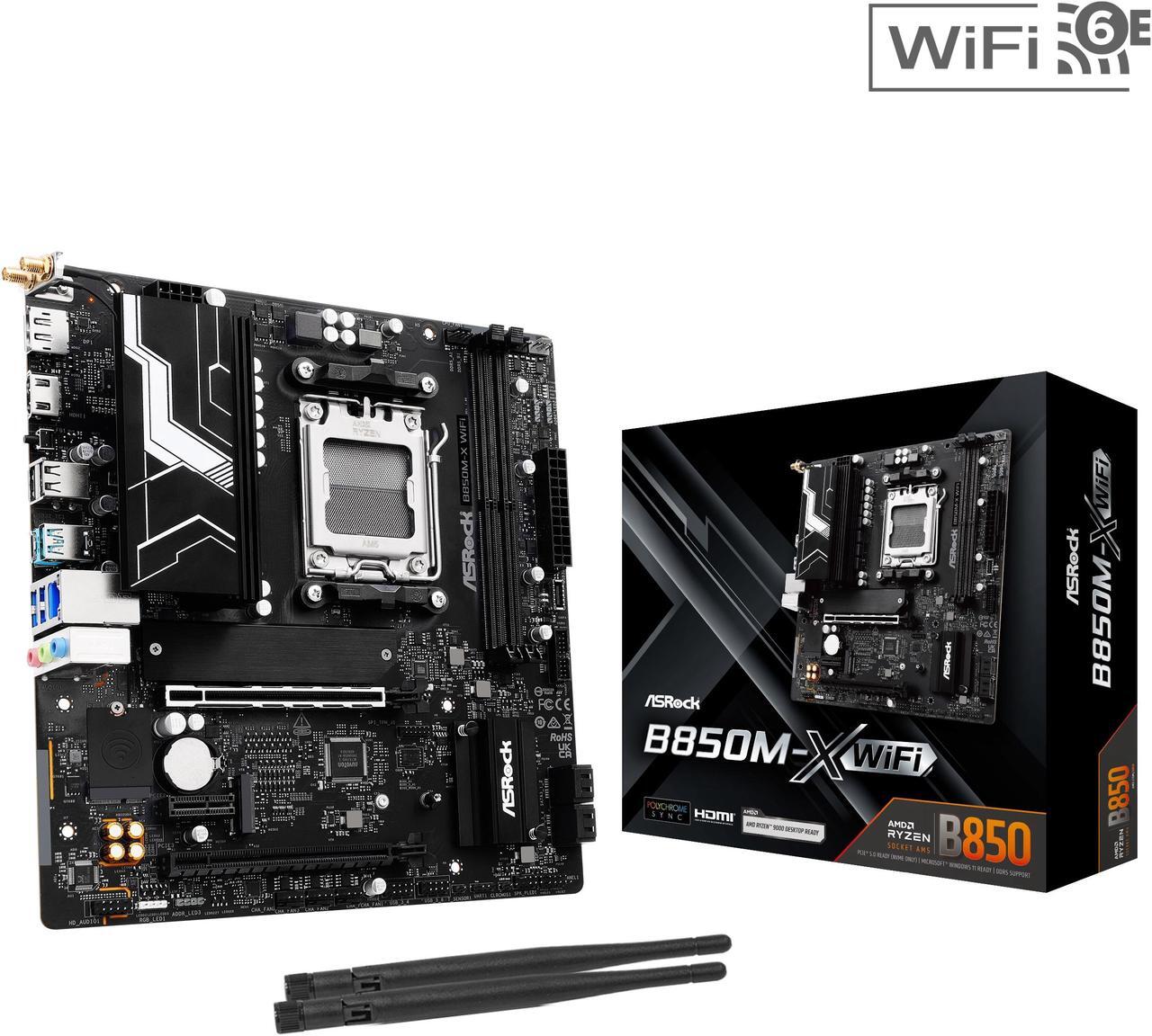 Main image of ASRock B850M-X WiFi AM5 AMD B850 SATA 6Gb/s Micro ATX Motherboard