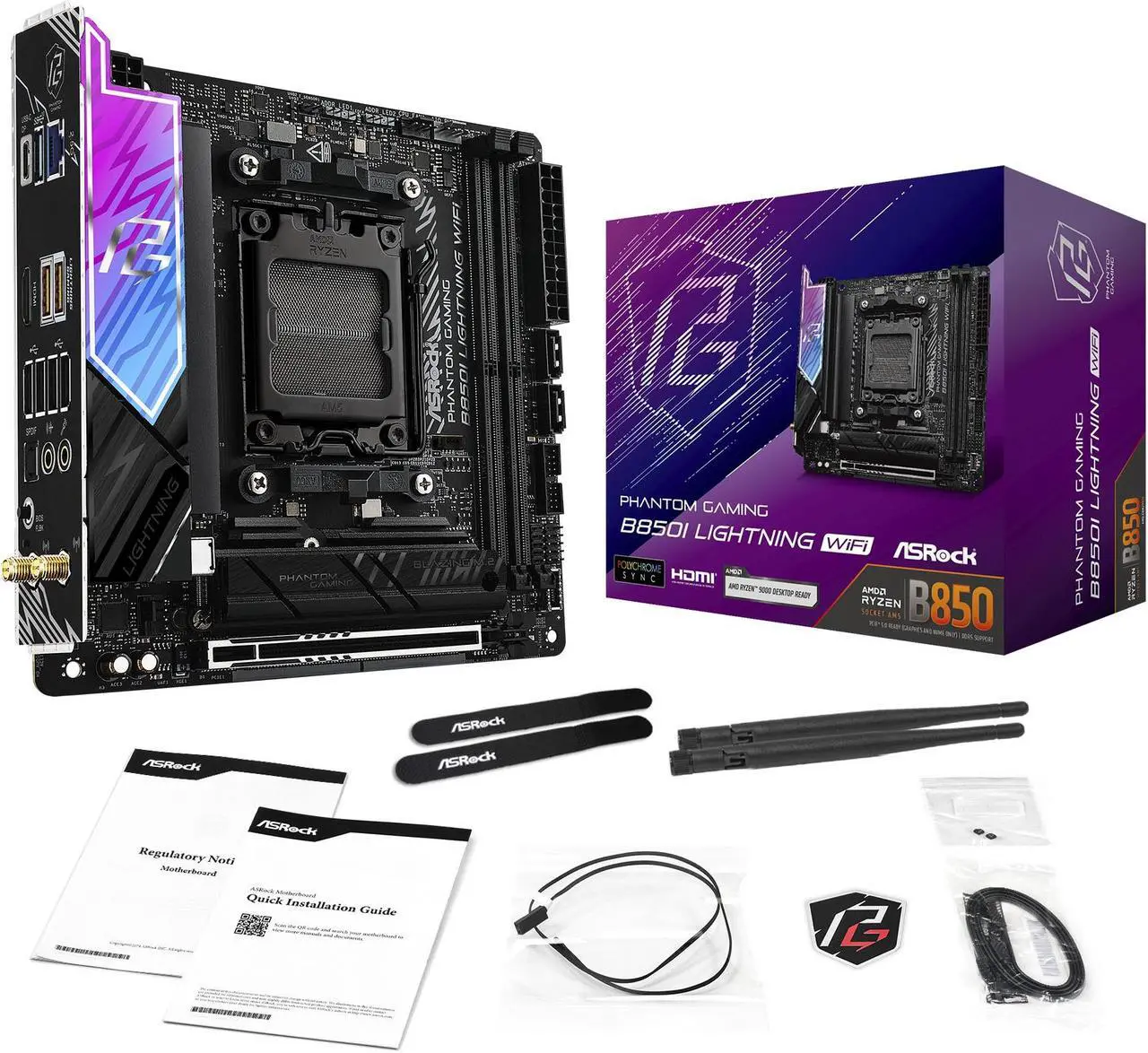Alt view image 7 of 8 - ASRock B850I Lightning WiFi AM5 AMD B850 Mini ITX Motherboard