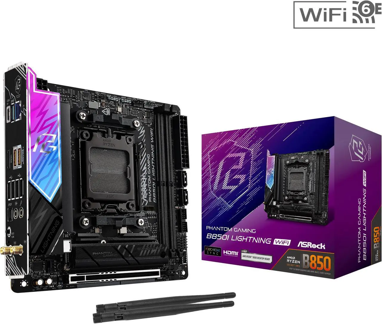 Main image of ASRock B850I Lightning WiFi AM5 AMD B850 Mini ITX Motherboard