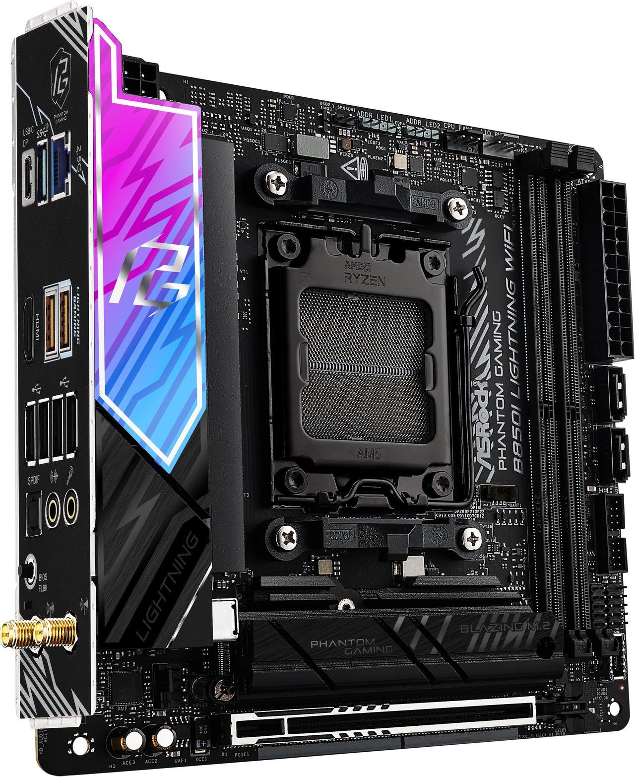 Alt view image 5 of 8 - ASRock B850I Lightning WiFi AM5 AMD B850 Mini ITX Motherboard