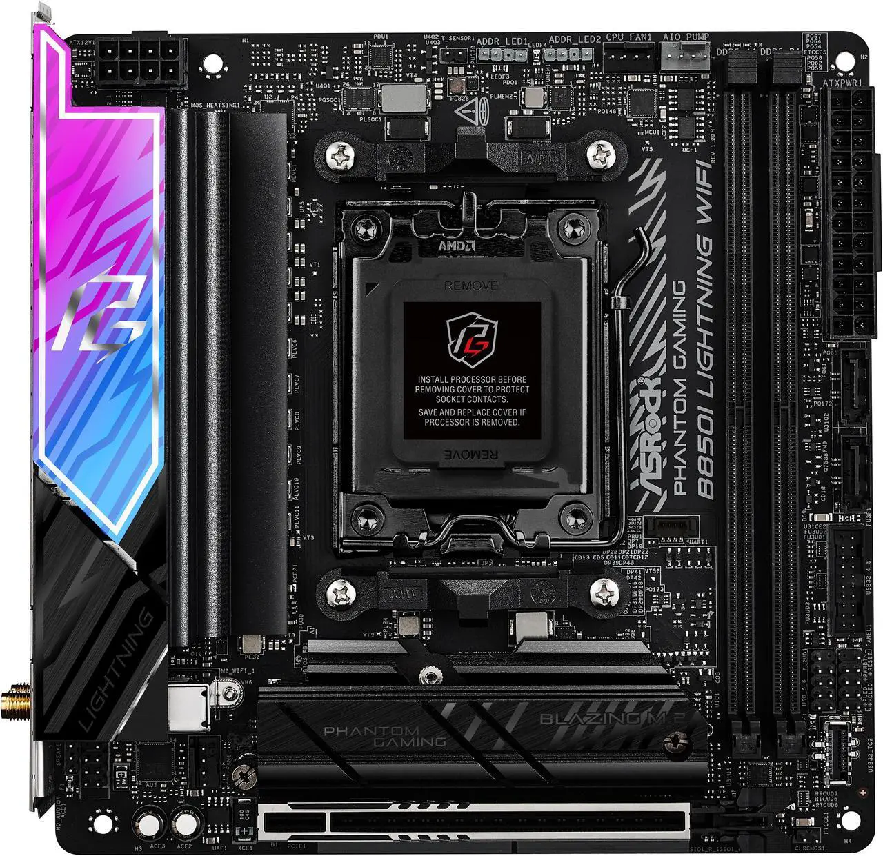 Alt view image 3 of 8 - ASRock B850I Lightning WiFi AM5 AMD B850 Mini ITX Motherboard