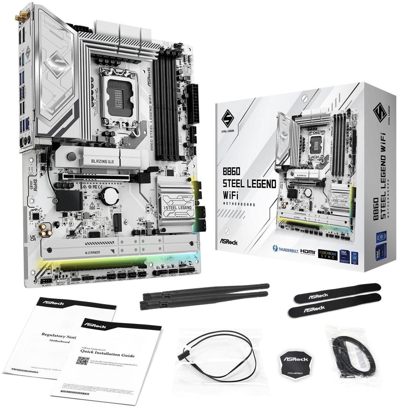 Alt view image 8 of 8 - ASRock B860 Steel Legend WiFi LGA 1851 Intel B860 SATA 6Gb/s DDR5 ATX Motherboard