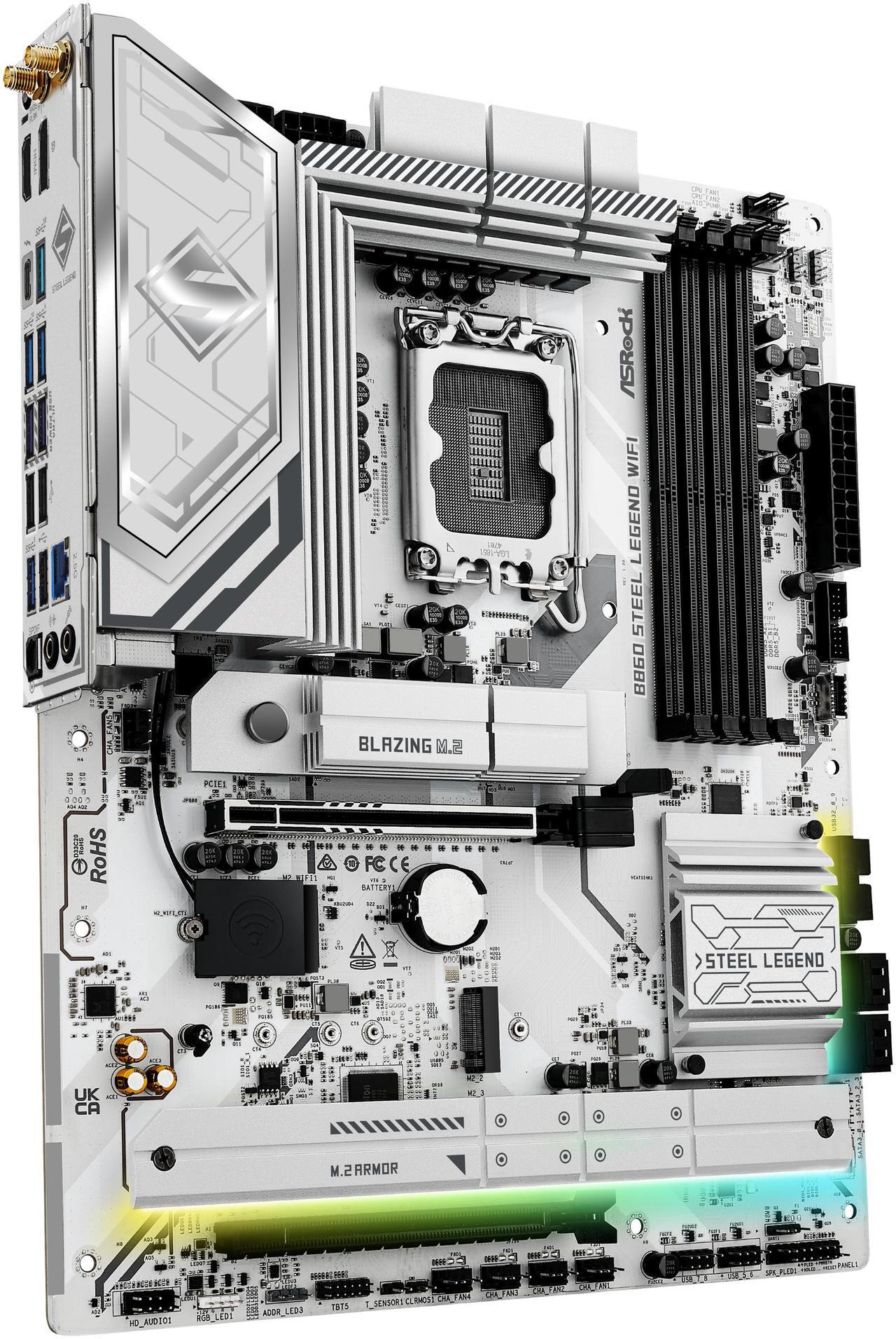 Alt view image 5 of 8 - ASRock B860 Steel Legend WiFi LGA 1851 Intel B860 SATA 6Gb/s DDR5 ATX Motherboard