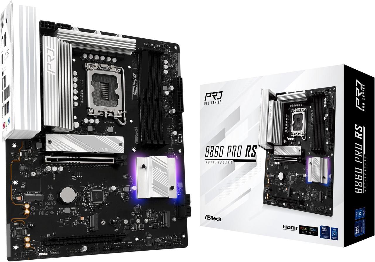 Main image of ASRock B860 Pro RS LGA 1851 Intel B860 SATA 6Gb/s DDR5 Intel Core Ultra ATX Motherboard