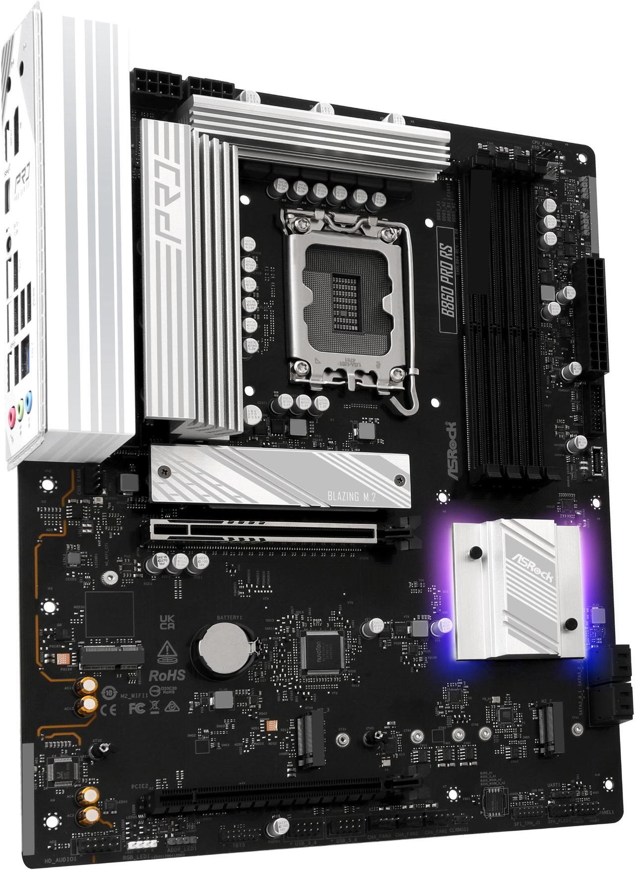 Alt view image 3 of 8 - ASRock B860 Pro RS LGA 1851 Intel B860 SATA 6Gb/s DDR5 Intel Core Ultra ATX Motherboard