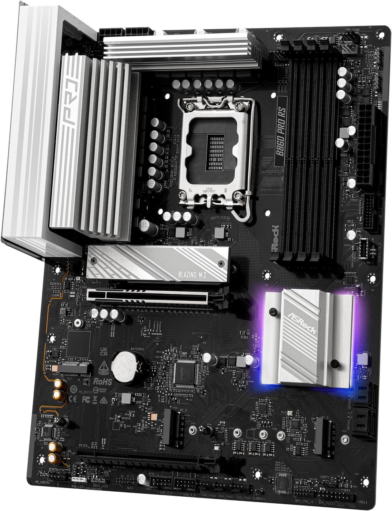 Alt view image 4 of 8 - ASRock B860 Pro RS LGA 1851 Intel B860 SATA 6Gb/s DDR5 Intel Core Ultra ATX Motherboard