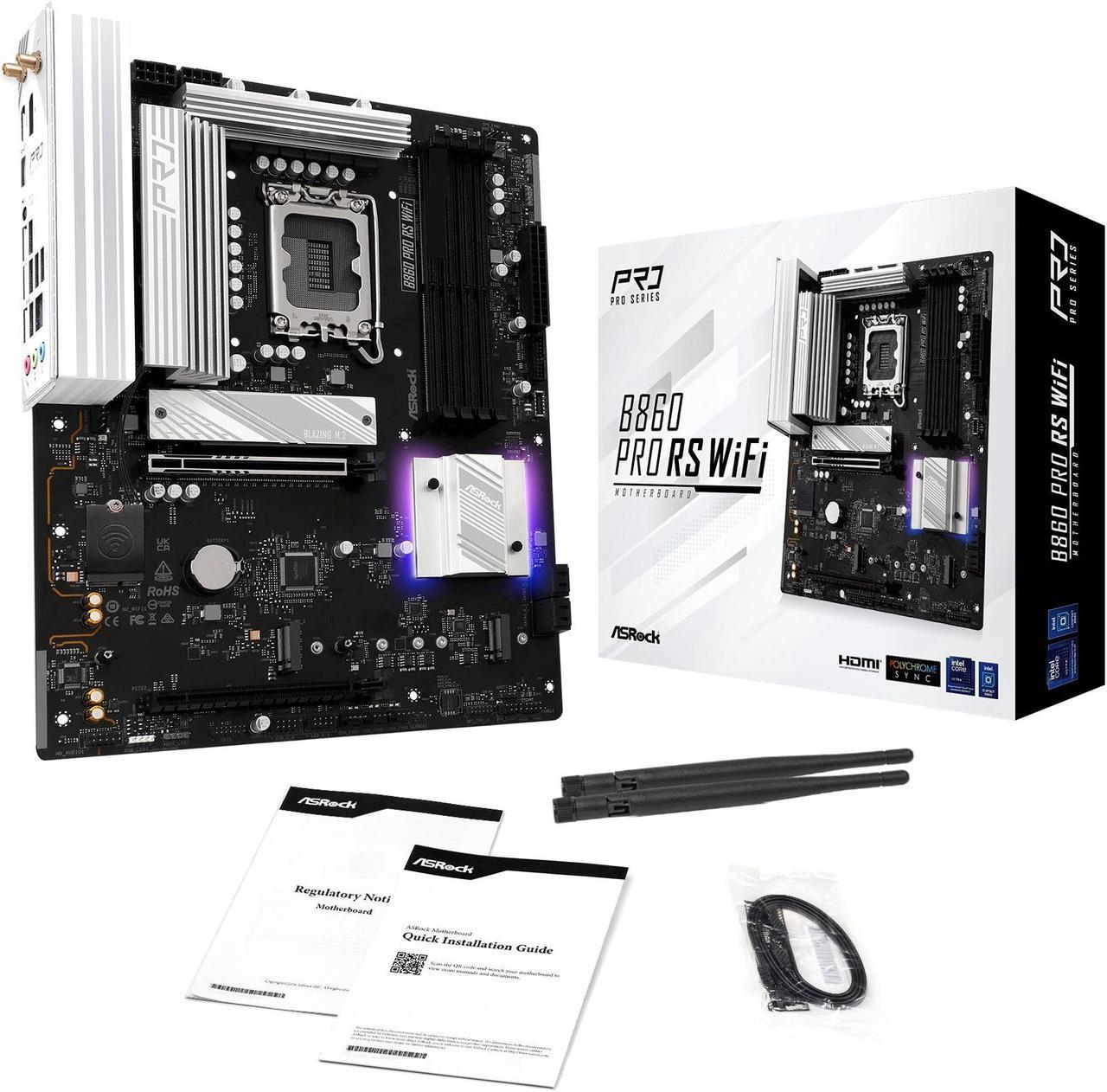 Alt view image 8 of 8 - ASRock B860 Pro RS WiFi LGA 1851 Intel B860 SATA 6Gb/s DDR5 Intel Core Ultra ATX Motherboard