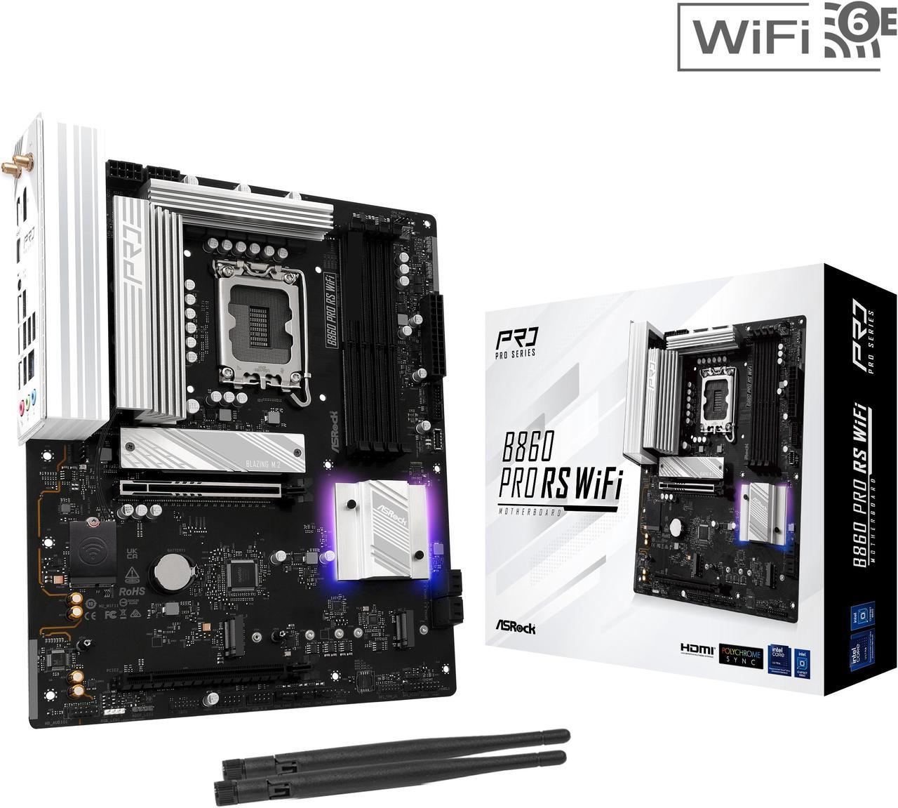 Main image of ASRock B860 Pro RS WiFi LGA 1851 Intel B860 SATA 6Gb/s DDR5 Intel Core Ultra ATX Motherboard