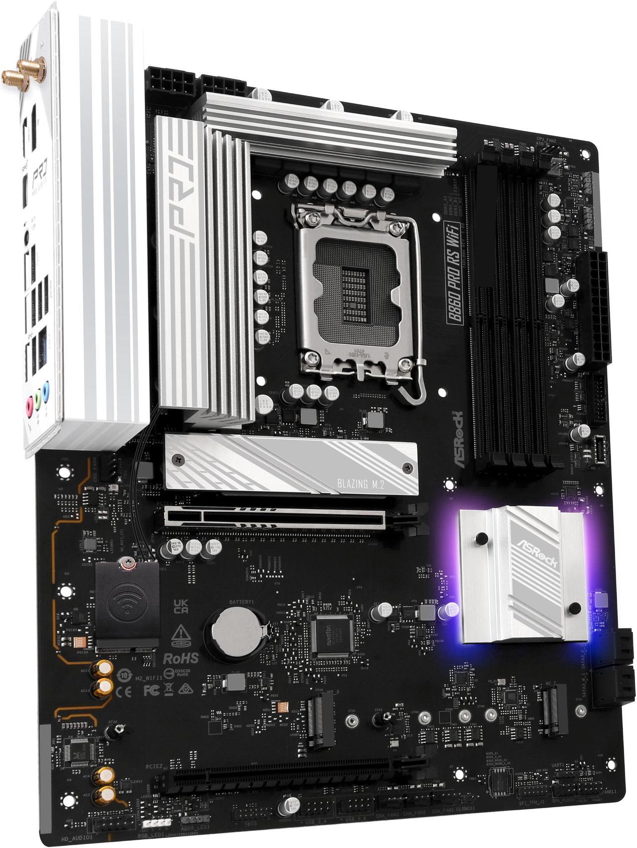 Alt view image 3 of 8 - ASRock B860 Pro RS WiFi LGA 1851 Intel B860 SATA 6Gb/s DDR5 Intel Core Ultra ATX Motherboard