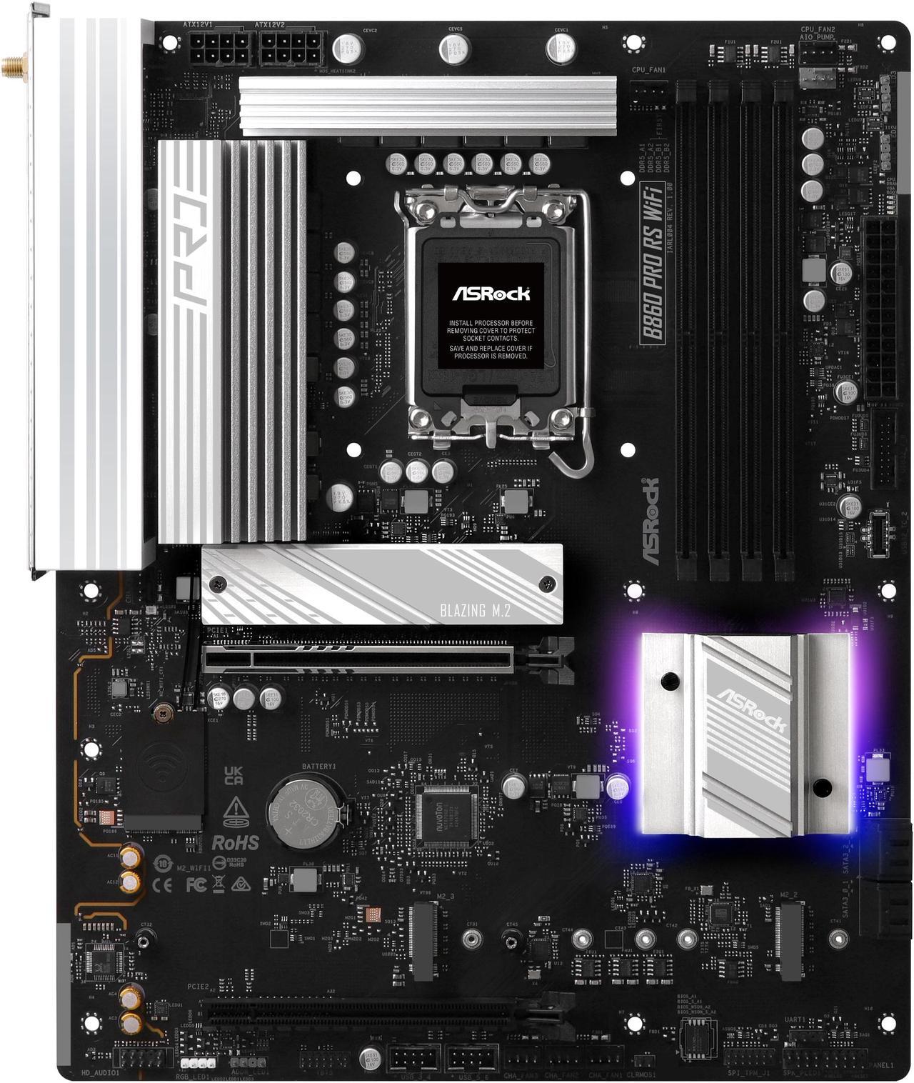 Alt view image 2 of 8 - ASRock B860 Pro RS WiFi LGA 1851 Intel B860 SATA 6Gb/s DDR5 Intel Core Ultra ATX Motherboard