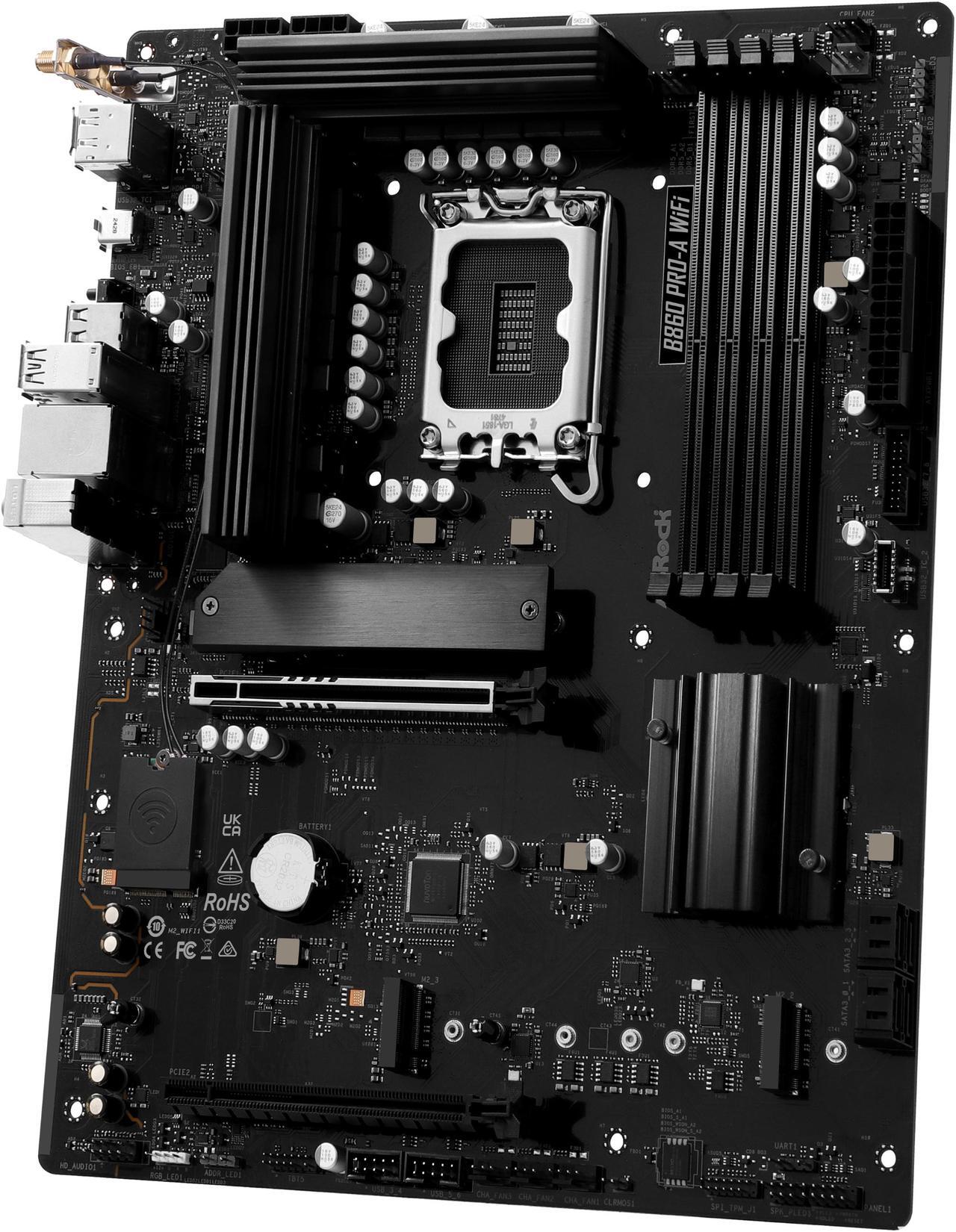 Alt view image 4 of 8 - ASRock B860 Pro-A WiFi LGA 1851 Intel B860 SATA 6Gb/s DDR5 Intel Core Ultra ATX Motherboard