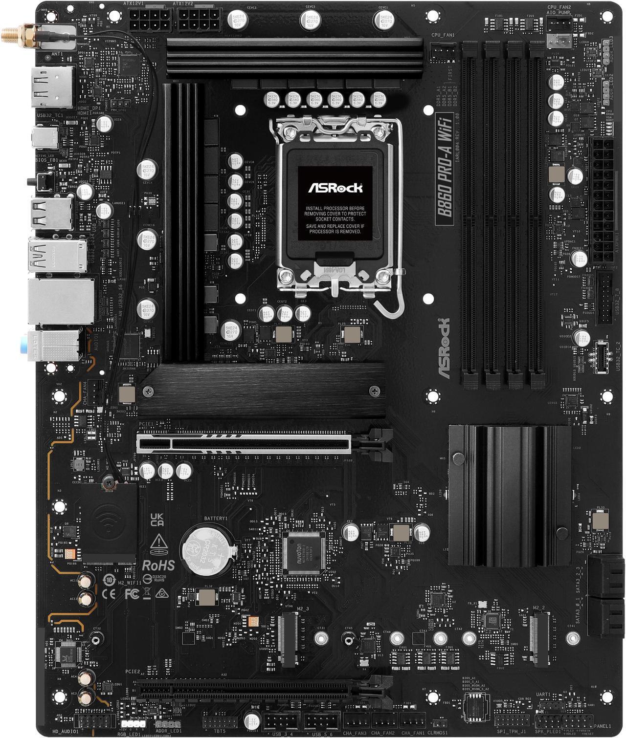 Alt view image 2 of 8 - ASRock B860 Pro-A WiFi LGA 1851 Intel B860 SATA 6Gb/s DDR5 Intel Core Ultra ATX Motherboard
