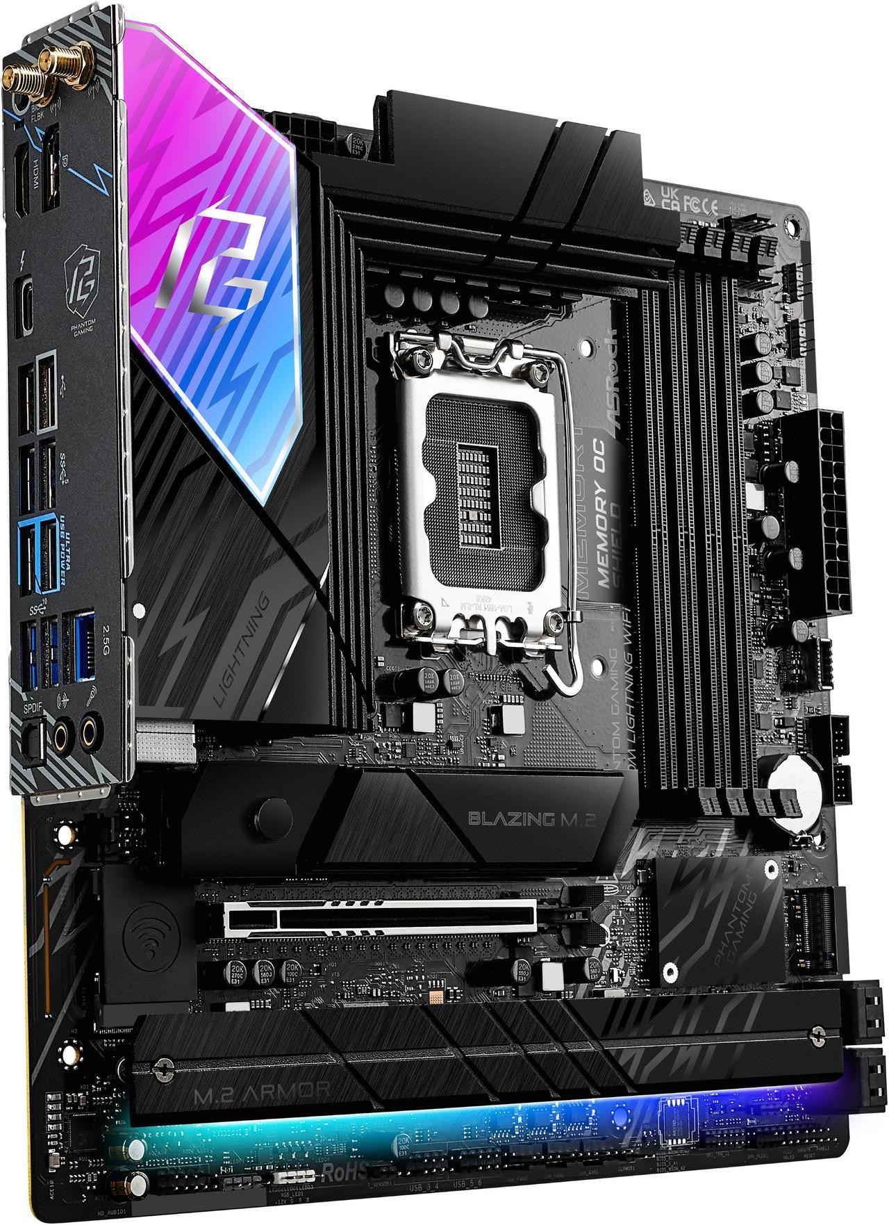 Alt view image 4 of 8 - ASRock Phantom Gaming B860M Lightning WiFi LGA 1851 Intel B860 SATA 6Gb/s DDR5 Intel Core Ultra Micro ATX Motherboard