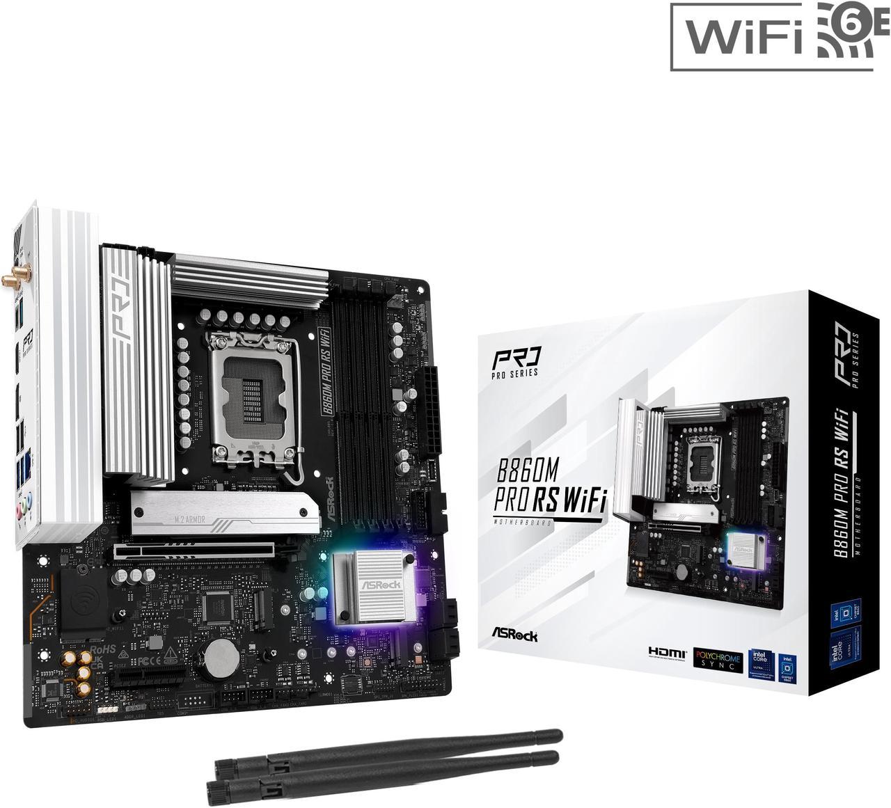 Main image of ASRock B860M Pro RS WiFi LGA 1851 Intel B860 SATA 6Gb/s Intel Core Ultra DDR5 Micro ATX Motherboard