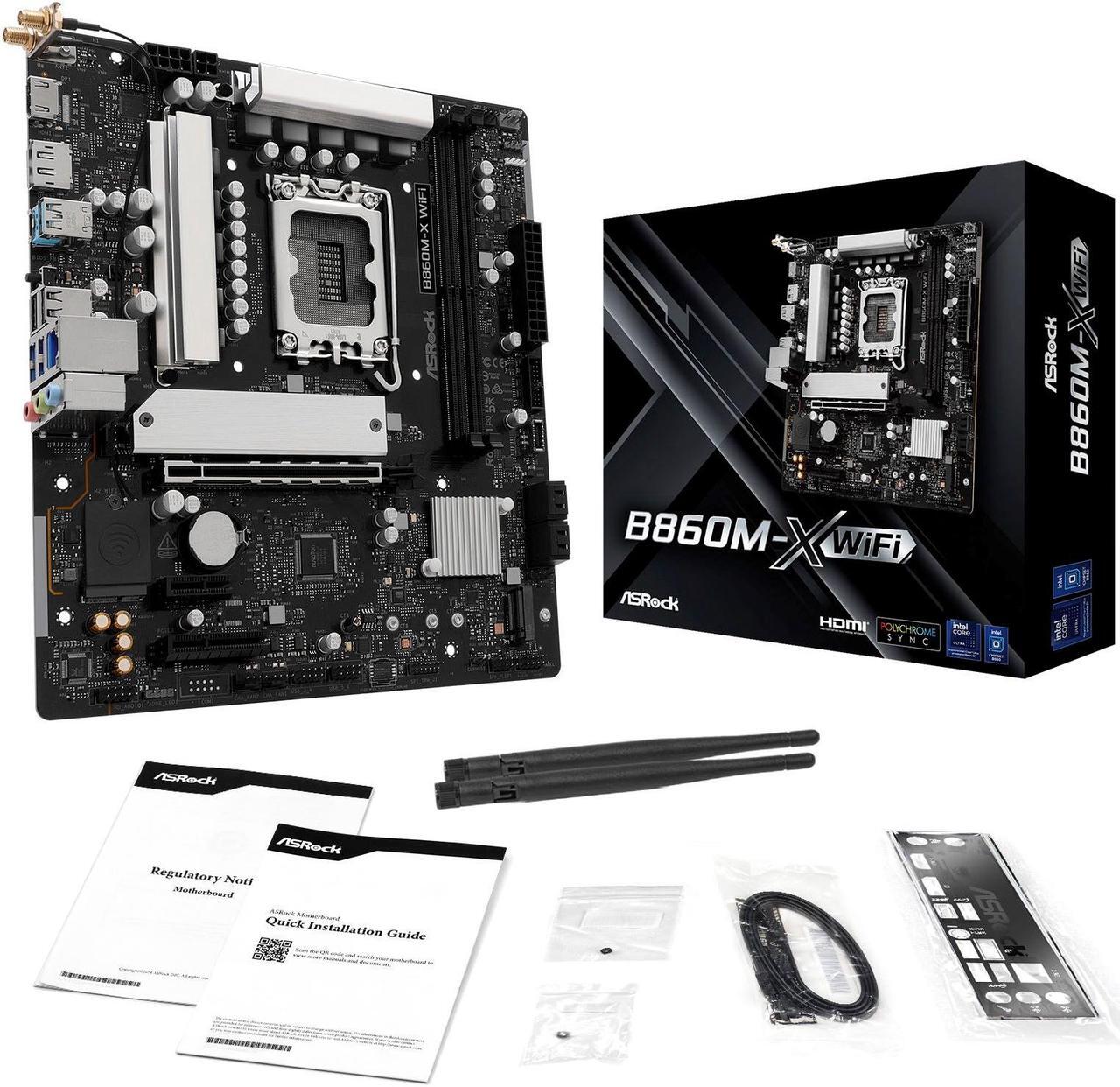 Alt view image 8 of 8 - ASRock B860M-X WiFi LGA 1851 Intel B860 SATA 6Gb/s Intel Core Ultra DDR5 Micro ATX Motherboard