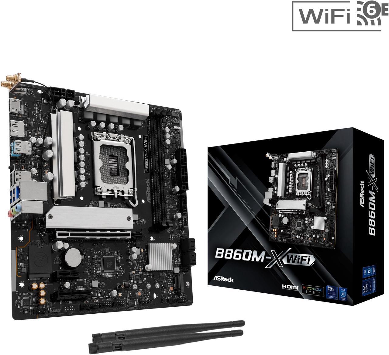 Main image of ASRock B860M-X WiFi LGA 1851 Intel B860 SATA 6Gb/s Intel Core Ultra DDR5 Micro ATX Motherboard