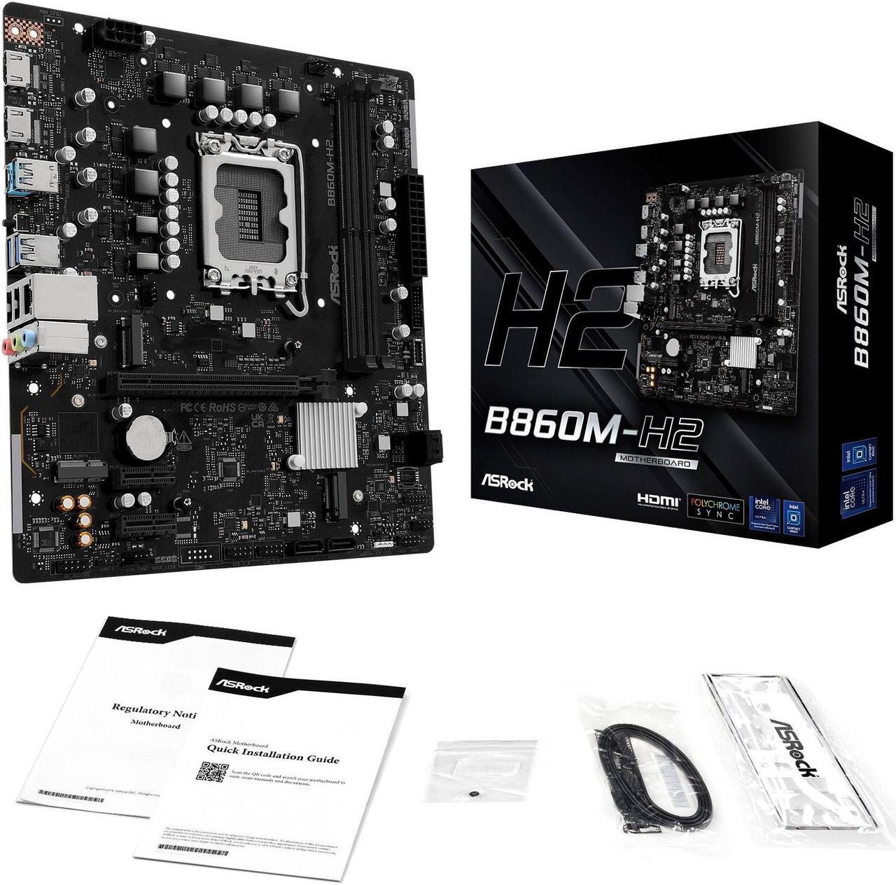 Alt view image 7 of 7 - ASRock B860M-H2 LGA 1851 Intel B860 SATA 6Gb/s Intel Core Ultra DDR5 Micro ATX Motherboard