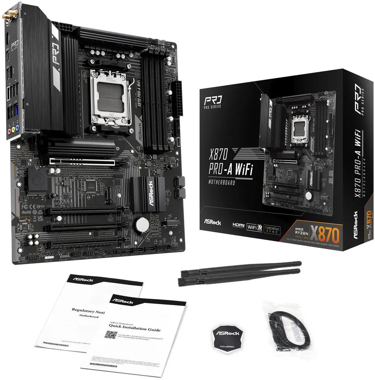 Alt view image 8 of 8 - Asrock X870 Pro-A WIFI AM5 AMD X870 ATX Motherboard