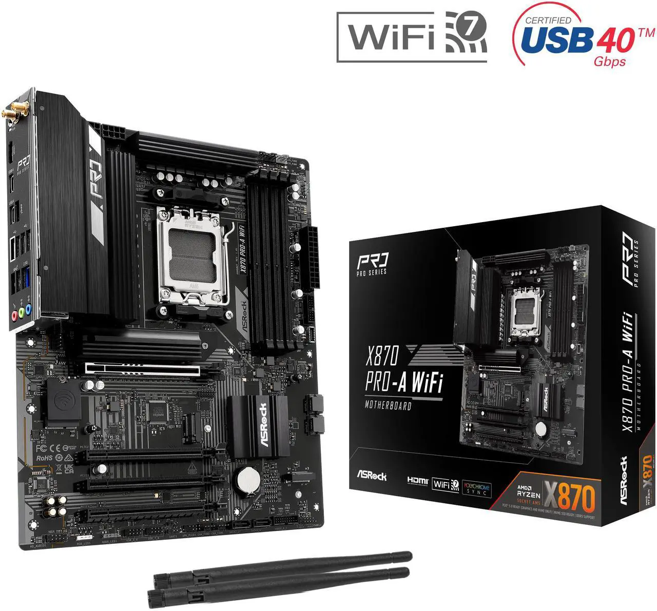 Main image of Asrock X870 Pro-A WIFI AM5 AMD X870 ATX Motherboard