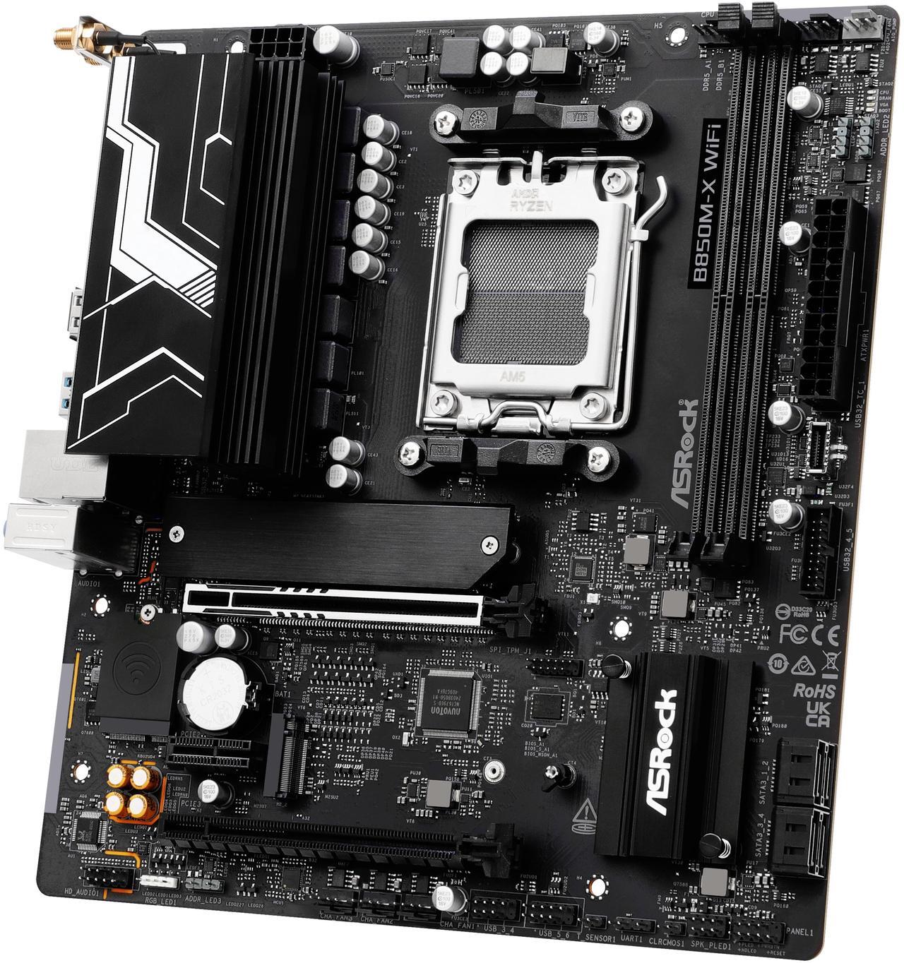Alt view image 2 of 8 - ASRock B850M-X WiFi R2.0 AM5 AMD B850 SATA 6Gb/s USB 3.2 Dual Graphics Outputs RGB Micro ATX Motherboards-AMD