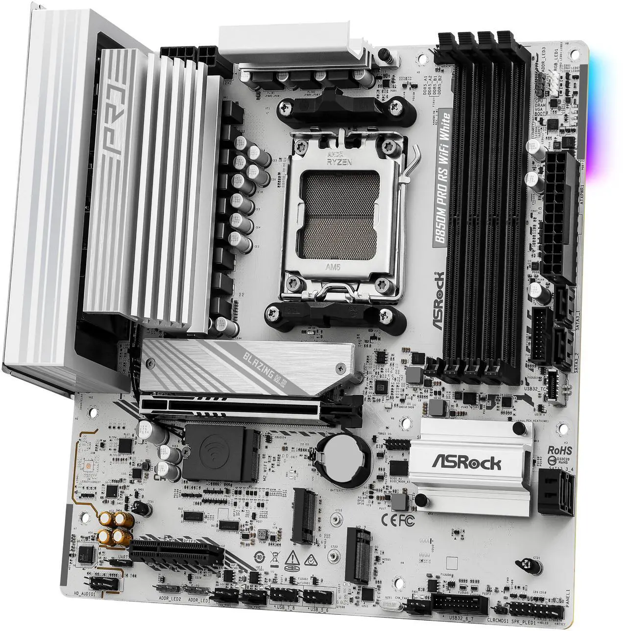 Motherboard ASRock B850M Pro RS WiFi White Socket AM5 Micro ATX