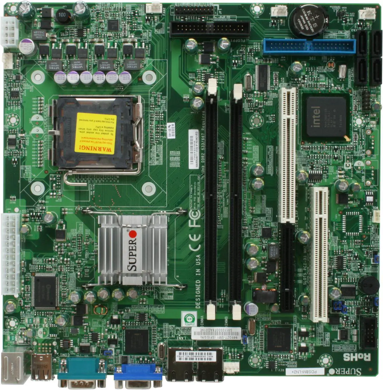 Alt view image 3 of 5 - SUPERMICRO MBD-PDSBM-LN2+-O LGA 775 Intel 946GZ Micro ATX Intel Xeon 3000/Core2 Duo/Pentium D/Pentium 4/Celeron D Server Motherboard