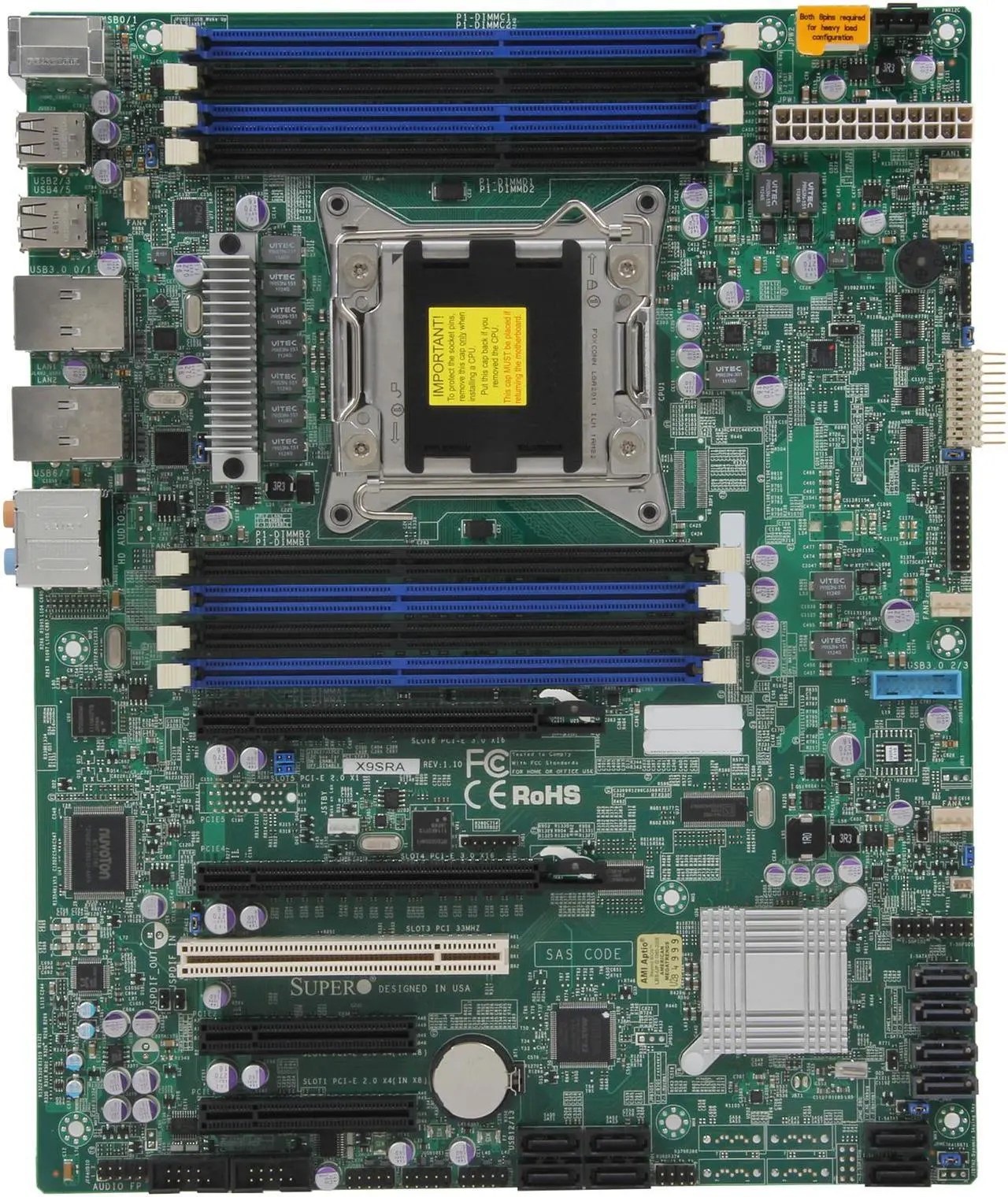 Alt view image 4 of 5 - SUPERMICRO X9SRA ATX Server Motherboard