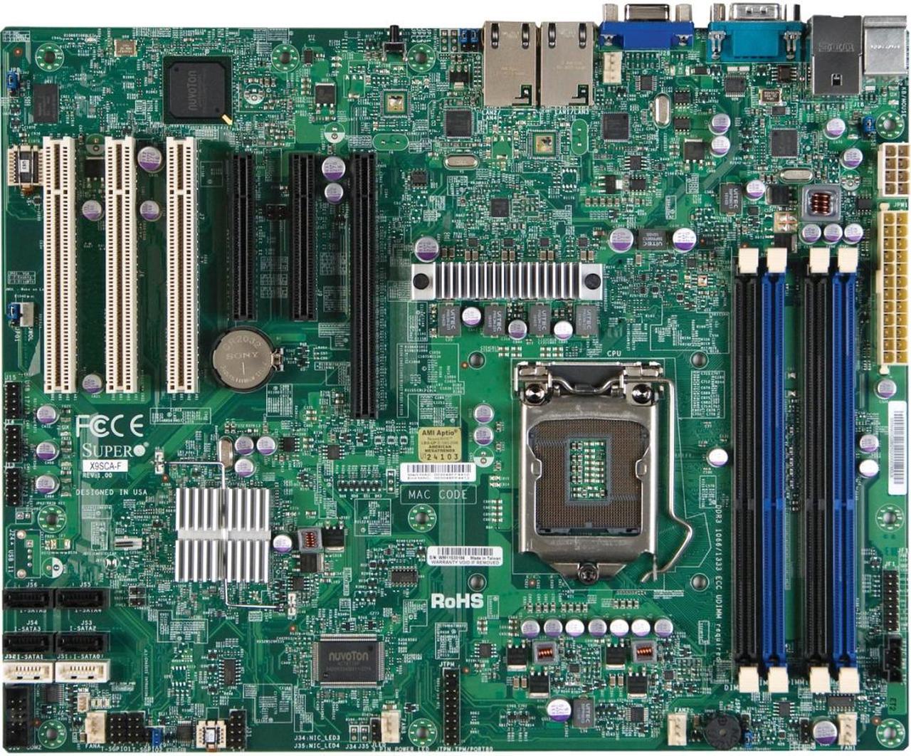 Main image of Supermicro X9SCA-F Server Motherboard - Intel C204 Chipset - Socket H2 LGA-1155 - Retail Pack
