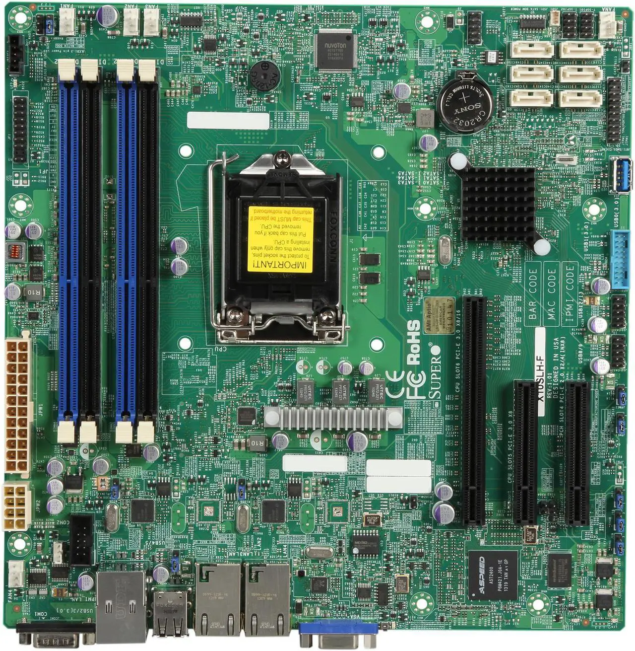 Alt view image 4 of 5 - SUPERMICRO MBD-X10SLH-F-O uATX Server Motherboard LGA 1150 Intel C226 DDR3 1600