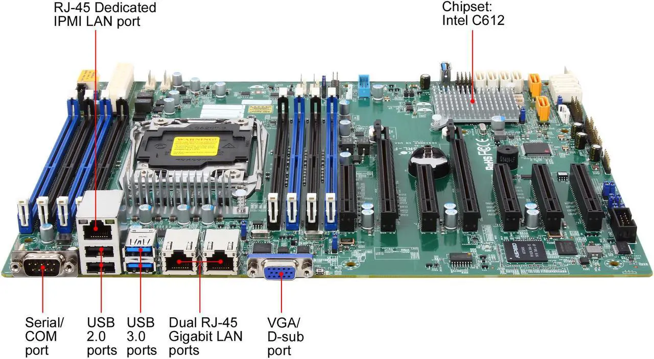 Alt view image 4 of 9 - SUPERMICRO MBD-X10SRL-F Server Motherboard LGA 2011 R3