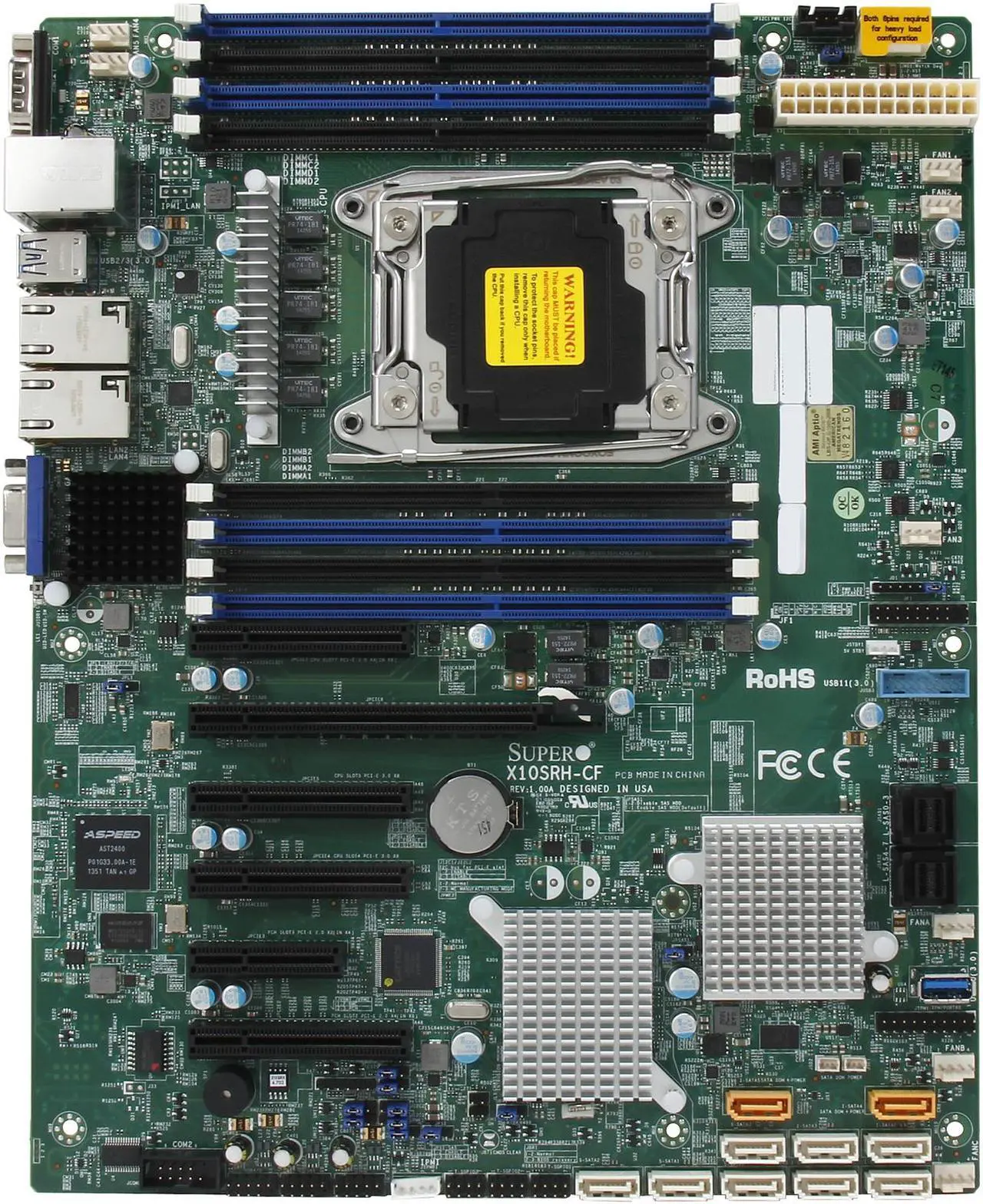 Alt view image 4 of 5 - SUPERMICRO MBD-X10SRH-CF-O ATX Server Motherboard LGA 2011-3