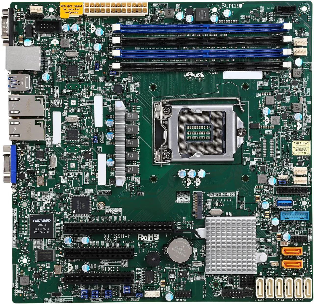Alt view image 3 of 5 - SUPERMICRO MBD-X11SSH-F-O Micro ATX Server Motherboard LGA 1151 Intel C236