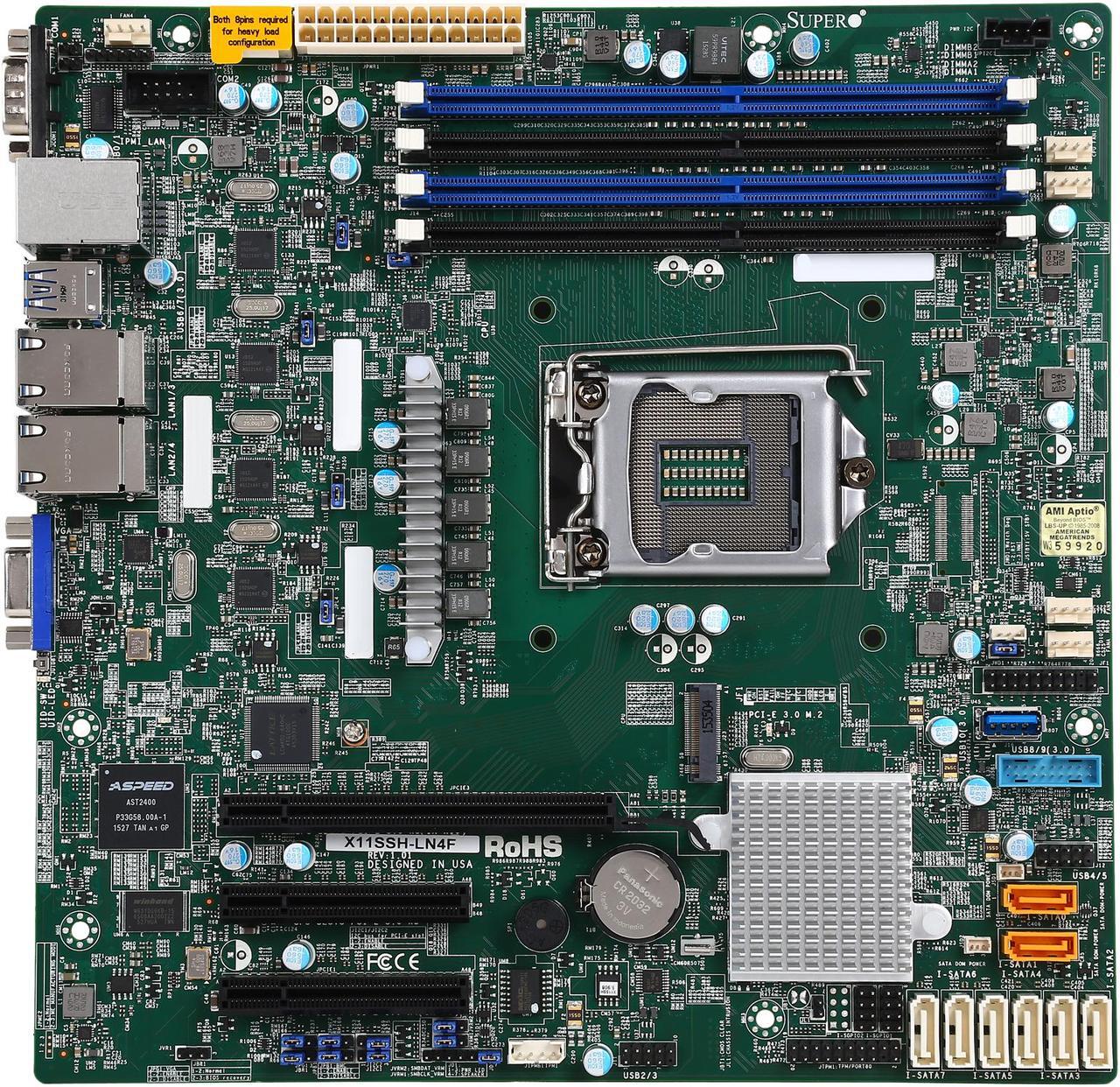 Alt view image 3 of 5 - SUPERMICRO MBD-X11SSH-LN4F-O Micro ATX Server Motherboard LGA 1151 Intel C236