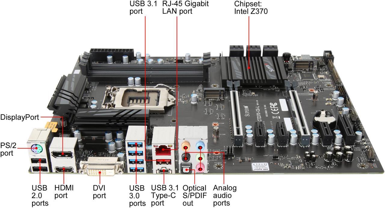 Alt view image 3 of 5 - SUPERMICRO MBD-C7Z370-CG-L-O LGA 1151 (300 Series) Intel Z370 HDMI USB 3.0 ATX Intel Motherboard