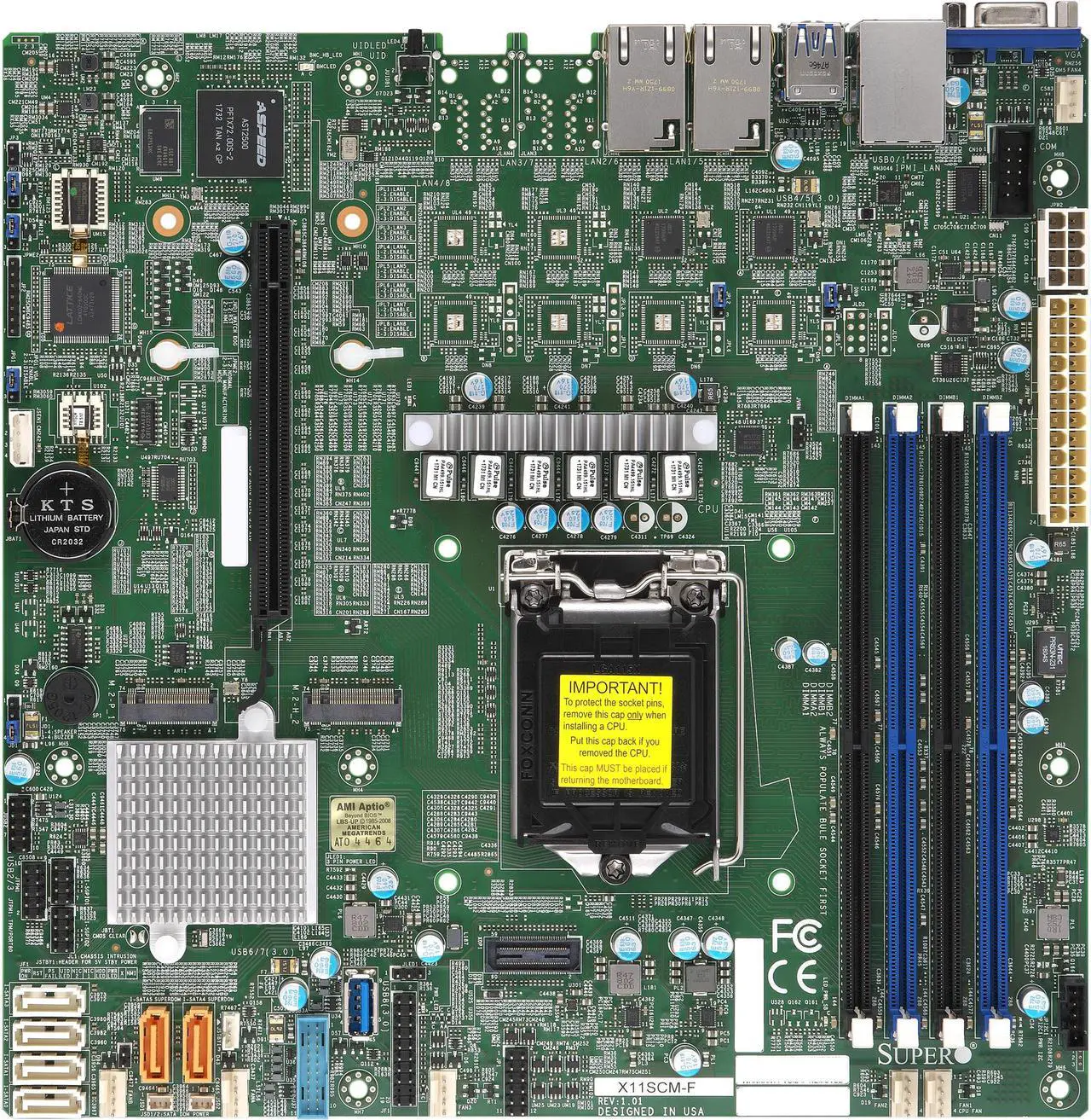 Main image of SUPERMICRO MBD-X11SCM-F-O Micro ATX Server Motherboard LGA 1151 Intel C246