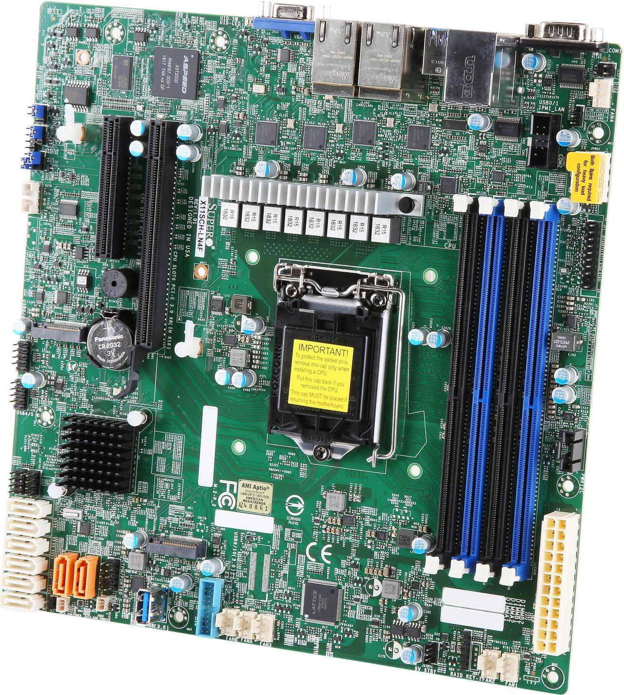 Main image of SUPERMICRO MBD-X11SCH-LN4F-O Micro ATX Server Motherboard LGA 1151 Intel C246
