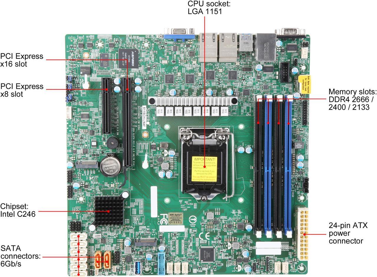 Alt view image 2 of 6 - SUPERMICRO MBD-X11SCH-LN4F-O Micro ATX Server Motherboard LGA 1151 Intel C246
