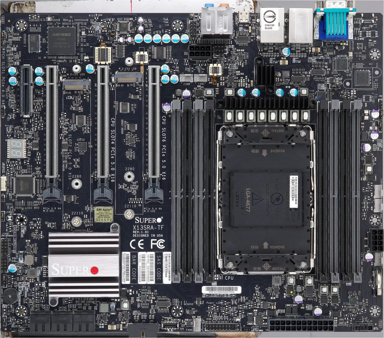Alt view image 4 of 4 - Supermicro X13SRA-TF Motherboard, Intel® Xeon® W-3400 series, W-2400 series, W-3500 series, W-2500 series . Intel W790.