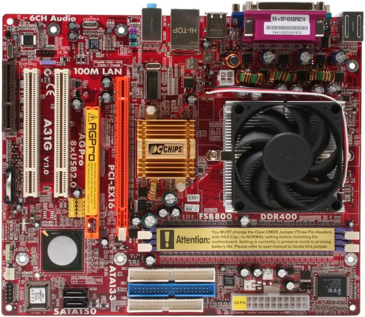 Alt view image 3 of 6 - PC CHIPS A31G (1.0) ( W/AMD Mobile Sempron 3000+) AMD Sempron 3000+ Mobile 754 SiS 761 GX Micro ATX