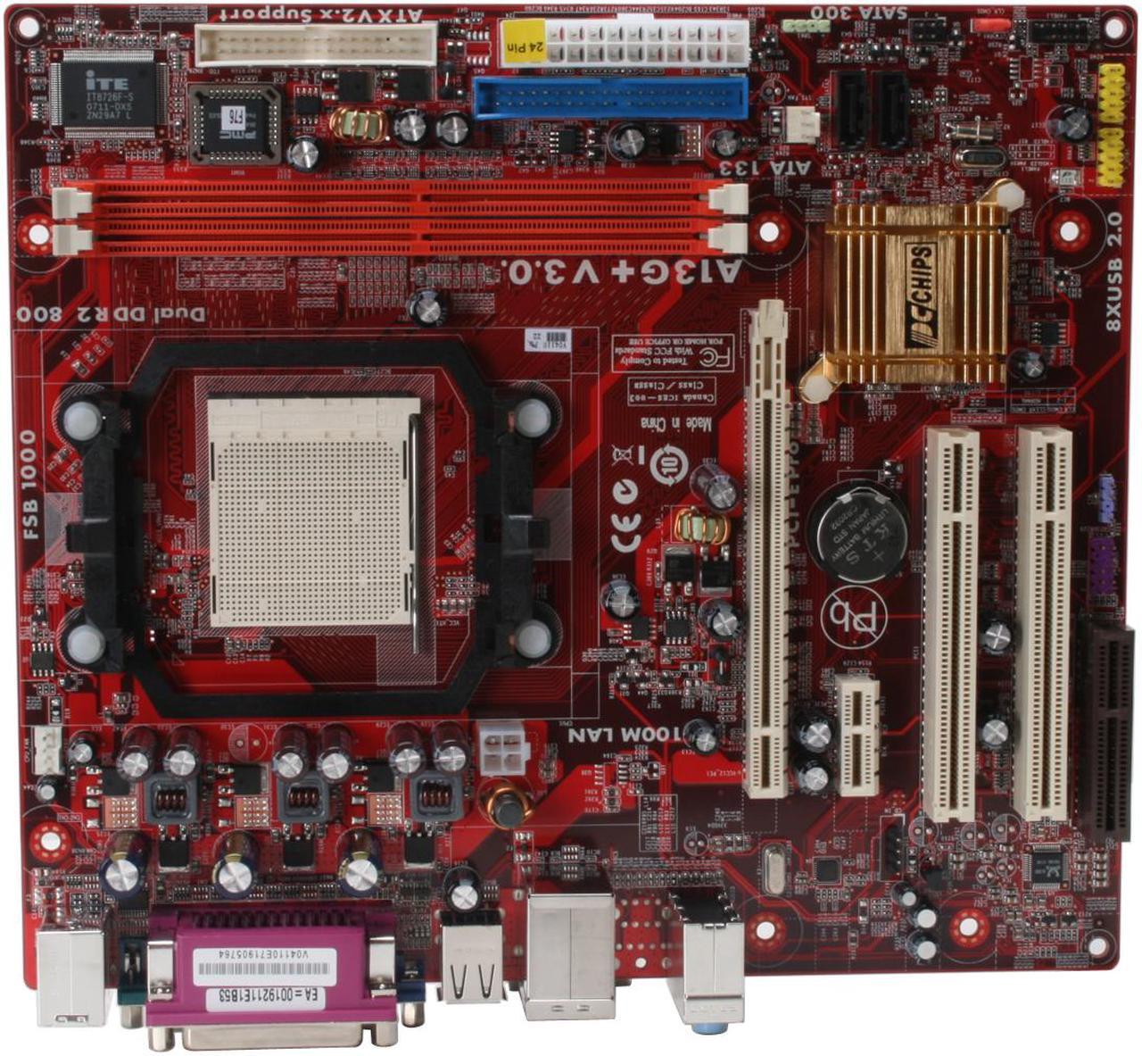 Alt view image 3 of 7 - PC CHIPS A13G+ (V3.0) AM2 NVIDIA nForce 6100-405 Micro ATX AMD Motherboard