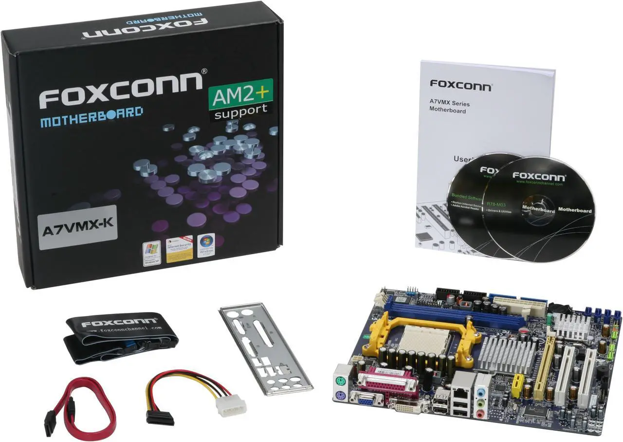 Alt view image 2 of 2 - Foxconn A7VMX-K AM2+/AM2 AMD 780V Micro ATX AMD Motherboard