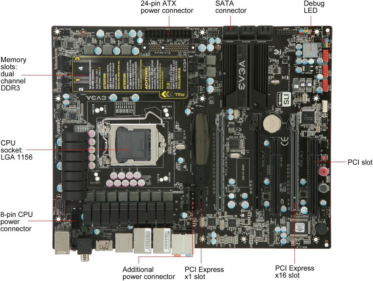 Alt view image 9 of 11 - EVGA P55 FTW SLI 132-LF-E657-KR LGA1156 Intel P55 ATX Intel Motherboard
