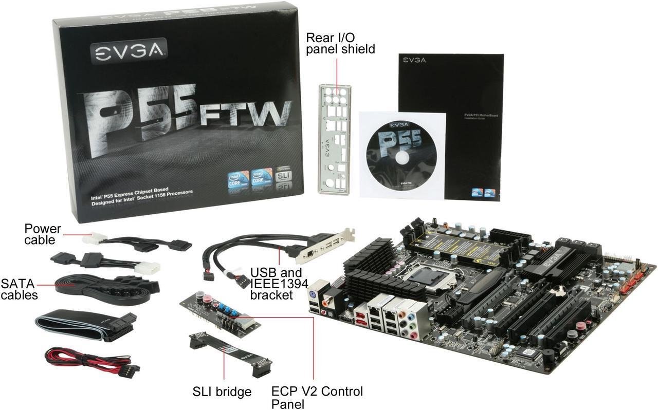 Alt view image 11 of 11 - EVGA P55 FTW SLI 132-LF-E657-KR LGA1156 Intel P55 ATX Intel Motherboard